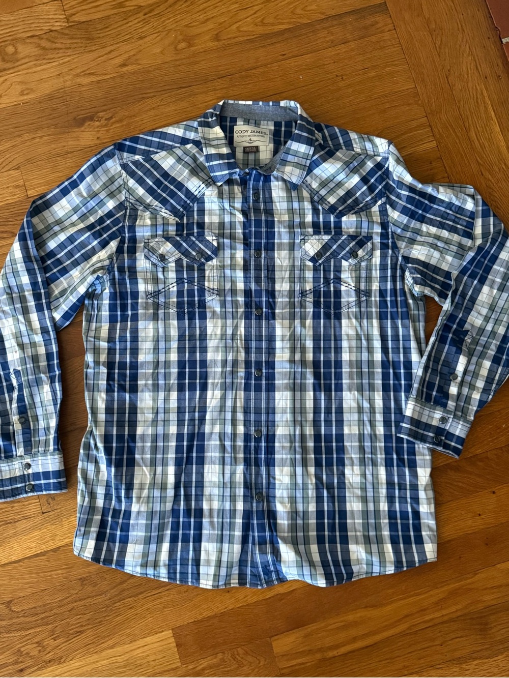 Cody James Blue Plaid Long-Sleeve Casual Button-Down Shirt